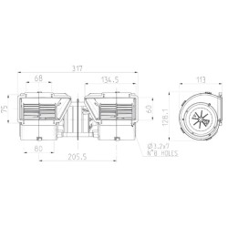 Dvigubas pūstuvas 12V, 005-A45-02 L301 RPA3VCB 30001803