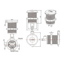 USB-C + USB-A lizdas 12/24V įleidžiamas GSM051