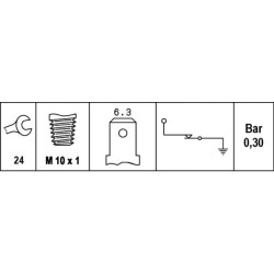 Alyvos slėgio jungiklis, 12V, M10x1, 1 kontaktas, normaliai uždaras kontaktas 6ZL003259351