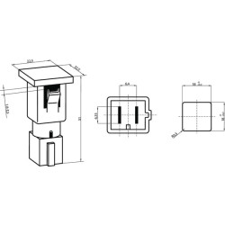 Kvadratinė įspėjamoji lemputė, 12/24V, oranžinė, užsukama, 22,5x22,5xCobo 09454000