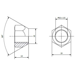 Rato veržlė, kūginė M12X1.5 312F019