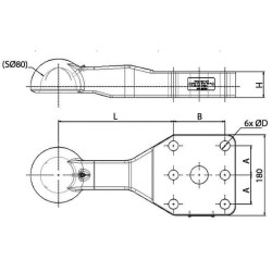 Vilkimo ąsos rutulys K80 horizontalus plokščias HS115