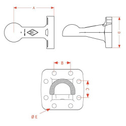 Rutulinė mova 80mm prikabinimo kilpa su flanšu 8005200