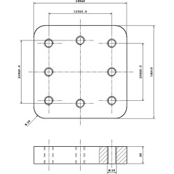 Suvirinimas ant montavimo plokštės 110x100mm 8x M16 80000616