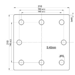 Suvirinimas ant montavimo plokštės 145x145 / 160mm 8x M20 8004473