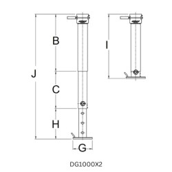 Stovo domkrato šoninė rankena 100x666 mm, 3 pakopų, sunkios apkrovos (rankena neįtraukta) STRDG1000X2