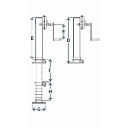 Stovo domkrato šoninė rankena 110x820mm 3 pakopų 2 greičių su reduktoriais STRKRA750FLN