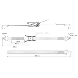 Reketo dirželis su Type 75, J-Hook 10m TS2075100E