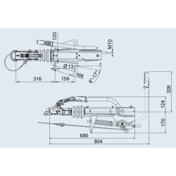 Stabdomas vilkties kablys V 161S (montuojamas viršuje + apačioje) 1733092