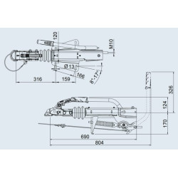 Stabdomas vilkties kablys V 251S (tvirtinimas viršuje + apačioje) 1731104