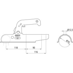 Rutulinė mova 1500kg apvali, 70mm 1733854