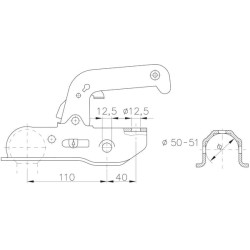 Rutulinė mova 1500kg apvali, 50mm 1733853
