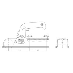Rutulinė mova 1500kg kvadratinė, 70mm 1733857