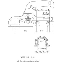 Buksyravimo rutulio mova 3000kg Ø 35-51 mm 1860801