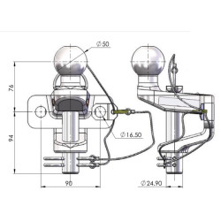 Prikabinimo rutulinis varžtas 50 mm 185002015