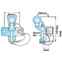 Prikabinimo varžtas su rutuline galvute 50 mm WSMP82