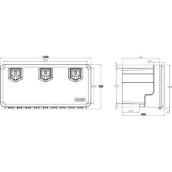Įrankių dėžė 500x1030x455mm, 155,5l talpa, juodas polipropilenas, Welvet 81008 by Daken V5060