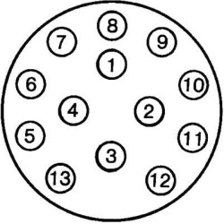 Lizdas – 13 kontaktų jungtis – Kištukas: Sraigtinis kontaktas 8JB005949011