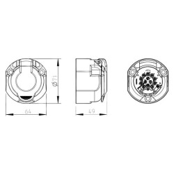 Gniazdo 13-biegunowe z tworzywa PCW 121134JAE