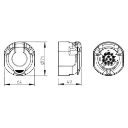 Gniazdo 13-biegunowe z tworzywa PCW 121140JAE