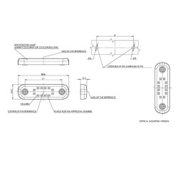 Šviesos diodas, stačiakampis, 12/24 V, gintaro spalvos, užsukamas, 84x24 mm, 12 šviesos diodų, Waś 1400300714