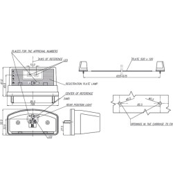 Valstybinio numerio apšvietimas LED, stačiakampis, 12/24V, raudonas, užsukamas, 109x61mm, Waś 1400300452