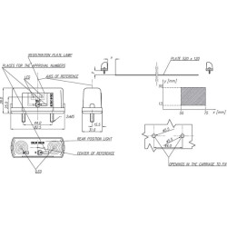 Valstybinio numerio apšvietimas LED, stačiakampis, 12/24V, raudonas, užsukamas, 125x145mm, Waś 1400300451