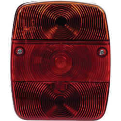 Galinis kvadratinis žibintas, 12/24V, gintaras/raudonas, užsukamas, 101x121mm, Waś 1400680100