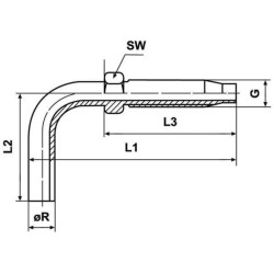DN04 90° sraigtinių vamzdžių antgaliai CLRS0490L