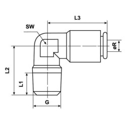 Įstumiama jungtis Ø 4 mm 90° išorinis sriegis M8x1 Kramp CLWS4MK81