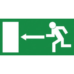 Lipdukas saugios būklės ženklas avarinis išėjimas kairysis 297x148mm Brady WB250424