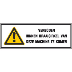 Lipdukas įspėjamasis ženklas apsisukimo apskritimo mašina 297x105mm WB000001