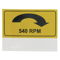Lipdukas įspėjamasis ženklas Kardaninis velenas 540: 540 RPM dešinėje 75x38mm WB000020