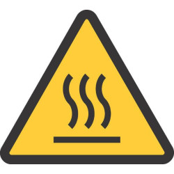 Lipdukas įspėjamasis ženklas karštas paviršius 100x100mm Brady WB250246