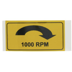 Lipdukas įspėjamasis ženklas Kardaninis velenas 1000: 1000 RPM dešinėje 75x38mm WB000022