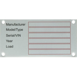 Etiketės ID lentelė, tuščia, aliumininė, serijos / VIN numeris 100x50 mm TAG001KR