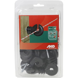 Žiedinis izoliatorius juodas varžto ilgis 40mm Ø6,0mm Trumpas 25 vnt AKO 44316251