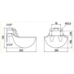 Ketaus gėrimo dubuo su nerūdijančio plieno liežuvėliu 202007FA