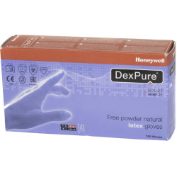 Darbo pirštinės vienkartinės be pudros Lateksas 24cm ilgio dydis 7/S DexPure by Honeywell 4580121S