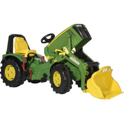 Pedalinis traktorius su priekiniu krautuvu, John Deere 8400R su stabdžiu ir pavaromis, nuo 3 metų amžiaus, Rolly Toys R65107 rol
