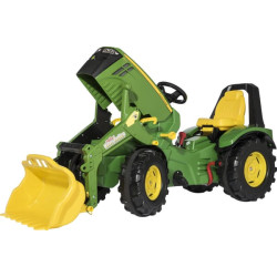 Pedalinis traktorius su priekiniu krautuvu, John Deere 8400R su stabdžiais ir pavaromis, nuo 3 metų amžiaus, rollyX-Trac, Rolly 