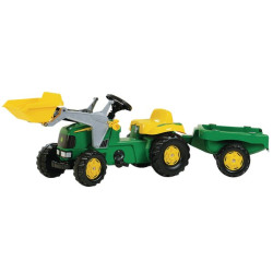 Pedalinis traktorius su priekiniu krautuvu ir priekaba, John Deere, nuo 2,5 metų amžiaus, rollyKid by Rolly Toys R02311