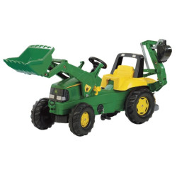 Pedalinis traktorius su priekiniu krautuvu ir ekskavatoriumi, John Deere, nuo 3 metų, rollyJunior by Rolly Toys R81107