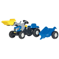 Pedalinis traktorius su priekiniu krautuvu ir priekaba, New Holland, nuo 2,5 m., rollyKid by Rolly Toys R02392
