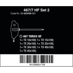 Atsuktuvų rinkinys T formos rankena 467/7 TORX HF 2 rinkinys 05023456001