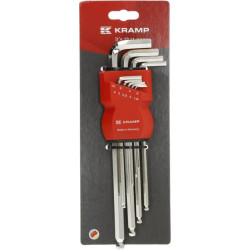 Šešiakampių raktų rinkinys 1,5–10 mm, 9 dalių, nikeliuotas 1809010055KR