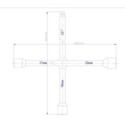 Ratų voratinklio raktas 17, 19, 22 mm ir 1/2 colio 1806180602KR