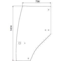 Case - IH CX50 192003A6KR Kairiųjų durų stiklas