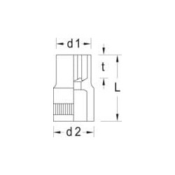 Torx lizdo rakto įdėklas 1/4" DPTX20E8