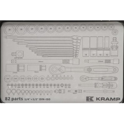 Kombinuotų galvučių rinkinys 1/4" + 1/2" 82 dalių 180482420KR